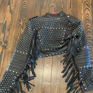 Painkiller clothing leather studded jacket